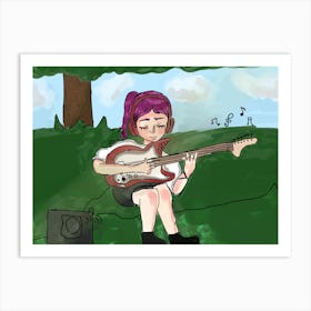 Girl Playing Guitar Art Print