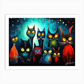 Cats Being Weird Little Guys - Cats Nocturnal Art Print