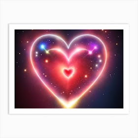 A Colorful Glowing Heart On A Dark Background Horizontal Composition 14 Art Print