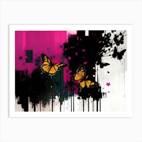 Abstract With Butterflies 1 Art Print