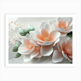 3d Magnolia Flowers 1 Art Print