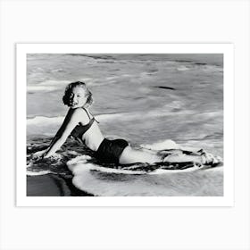 Marilyn Monroe Lying In Surf Art Print