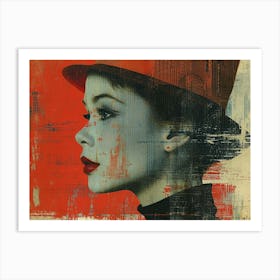 Typographic Illusions in Surreal Frames: Portrait Of A Woman Art Print