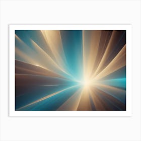 Abstract Image Of A Glowing, Radial Pattern In Shades Of Blue, Gold, And Brown Art Print