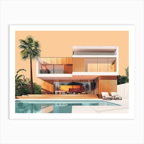 Modern House By The Pool Art Print