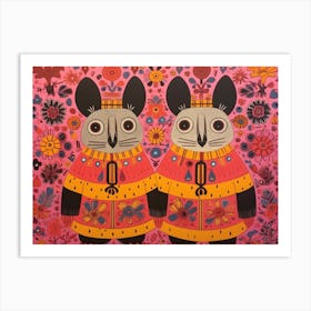 Pika 3 Folk Style Animal Illustration Art Print