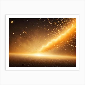 Abstract Image Of A Fiery Explosion In Space, With Golden Particles And Debris Flying Outward Art Print