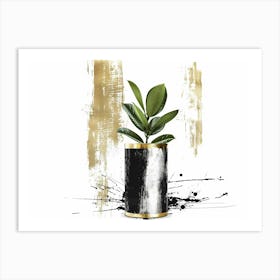 Gold And Black Vase 3 Art Print