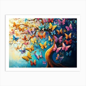 3d Butterfly Tree Art Print