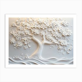 3D White Tree Of Life Art Print