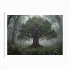 Forest Tree In Rainstorm Art Print