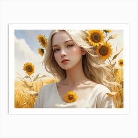 Sunflower Girl Art Print