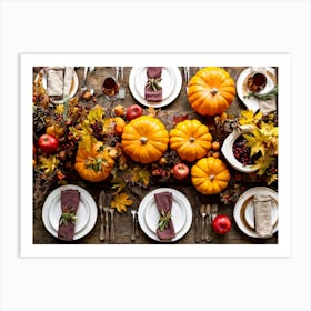 An Autumnal Composition On A Rustic Wooden Table Setting Featuring A Variety Of Harvested Ingredien (5) 1 Art Print