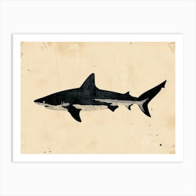 Tiger Shark Grey Silhouette 2 Art Print