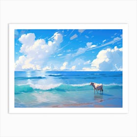 Cow On The Beach 1 Art Print