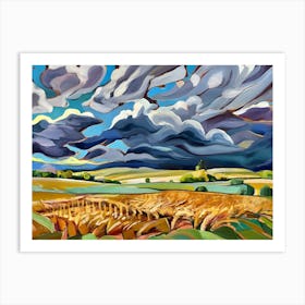 Storm Clouds Over A Wheat Field Abstract Art Print