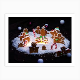 Gingerbread Figures Congregating Nestled Amidst A Myriad Of Gumdrops Entwined Candy Canes Central Art Print