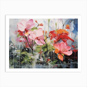 Abstract Flowers. Living room floral art print Art Print