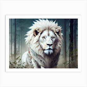 White Lion In The Forest Art Print