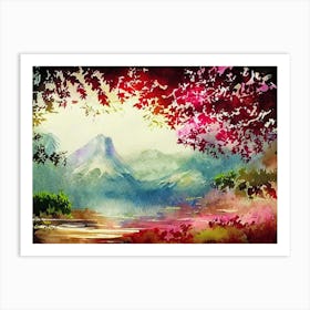 Cherry Trees Along A Cliff Edge Art Print