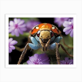 Beetle On Purple Flower Art Print