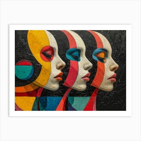 Abstract Woman Faces In Geometric Harmony 11 Art Print