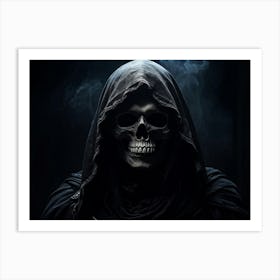 Grim Reaper Skull Pitch Black Hollow Eye Sockets Swallowing The Light A Faint Glow Emanating From Art Print