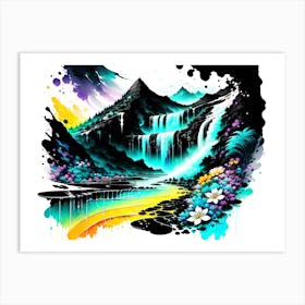 Rainbow Waterfall Art Print