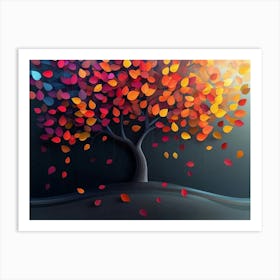 Colorful Tree With Leaves On Hanging Branches 3 Art Print