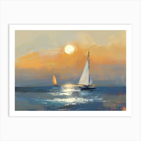 Sailboats At Sunset 27 Art Print