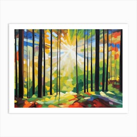 Sunlight Filtering Through The Forest Art Print