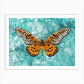 Mechanical Butterfly The African Giant Swallowtail Papilio Antimachus On A Blue Background Art Print