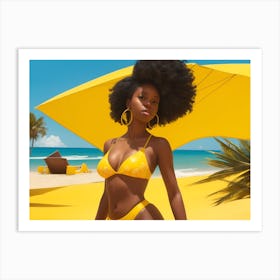 Afro Girl In Bikini Art Print