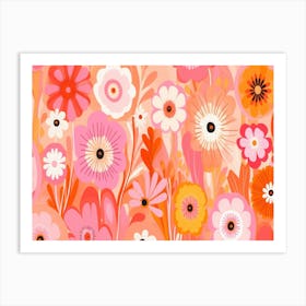 Flowers On A Pink Background Art Print