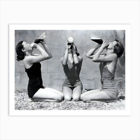 Three Women Drinking Beer Art Print