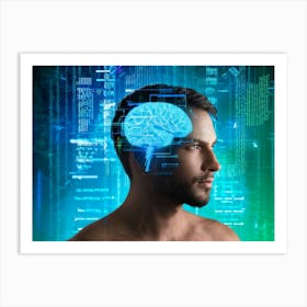 Man With A Digital Brain Art Print