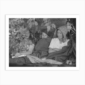 Untitled Photo, Possibly Related To Migrant S Car Stopped Along The Road, With Part Of Migrant Family In Rear Seat Art Print