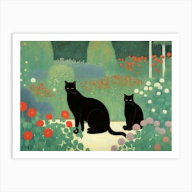 Cats In The Garden 3 Art Print