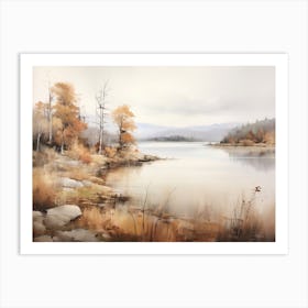 A Painting Of A Lake In Autumn 23 Art Print