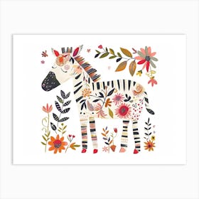 Little Floral Zebra 3 Art Print