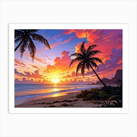 Sunset At The Beach 52 Art Print