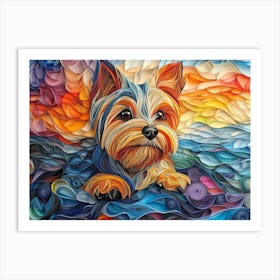 Yorkshire Terrier Paper Quilling Dog Portrait Art Print