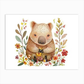 Little Floral Wombat 3 Art Print