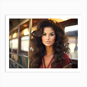 Beautiful Woman On A Train Art Print