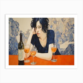 Woman With Wine Art Print