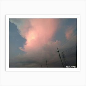 Fluffy clouds over the earth crust Art Print