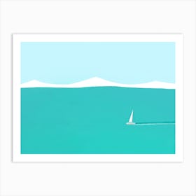 Sail Boat And Ocean Art Print