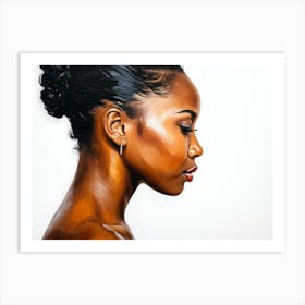 Side Profile Of Beautiful Woman Oil Painting 152 Art Print