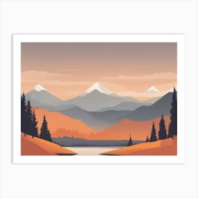 Misty mountains horizontal background in orange tone 80 Art Print