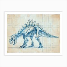 Stegosaurus Skeleton Hand Drawn Blueprint 2 Art Print